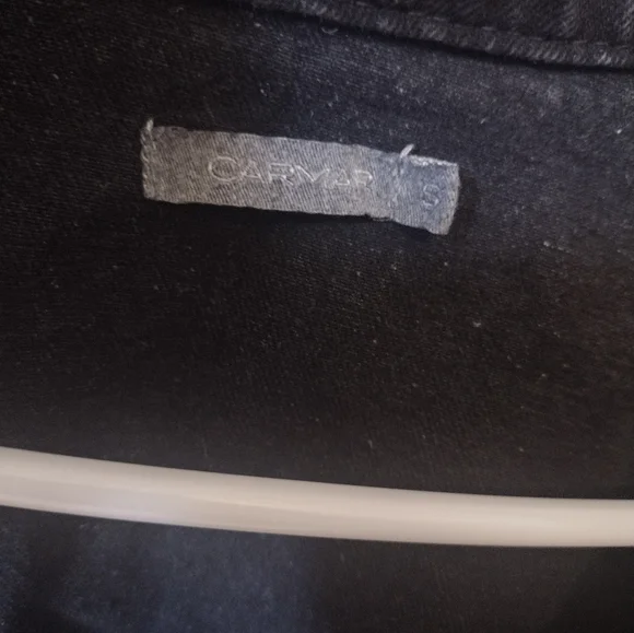 Carmar Audrey Safety Pin Sleeve Shredded Black Denim Jacket - Picture 9 of 10